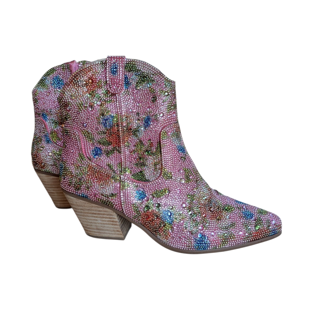 Floral Pink Ankle Booties